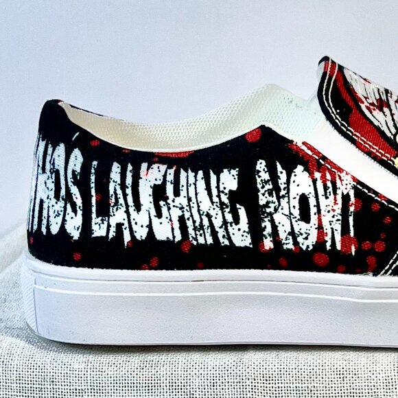 Midnight Monster Horror Slip-On Sneakers – Sunflower Eyes & Blood Splatter Art - Picture 5 of 16